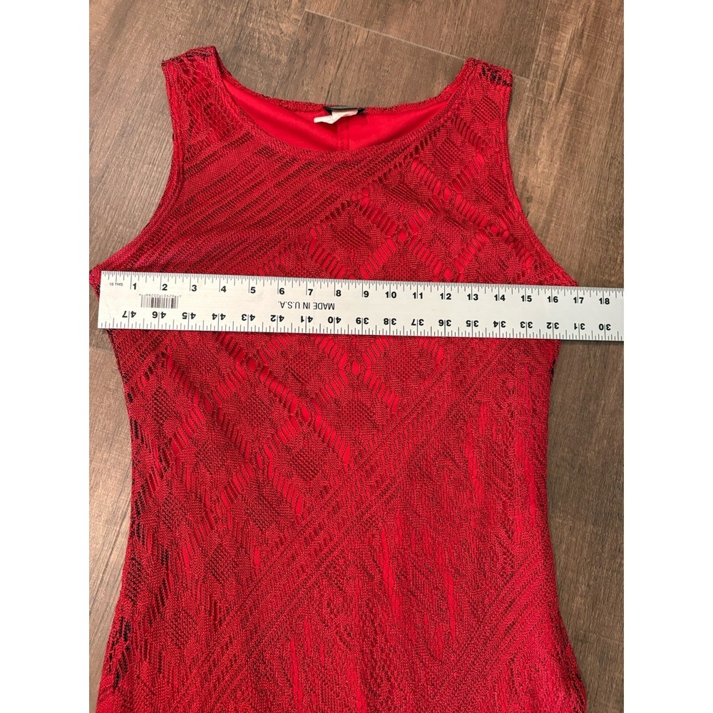 Vintage SAVVY Womens Fringe Flapper Dress Size L Red‎ Crochet Vampy Fairygoth - Picture 5 of 7